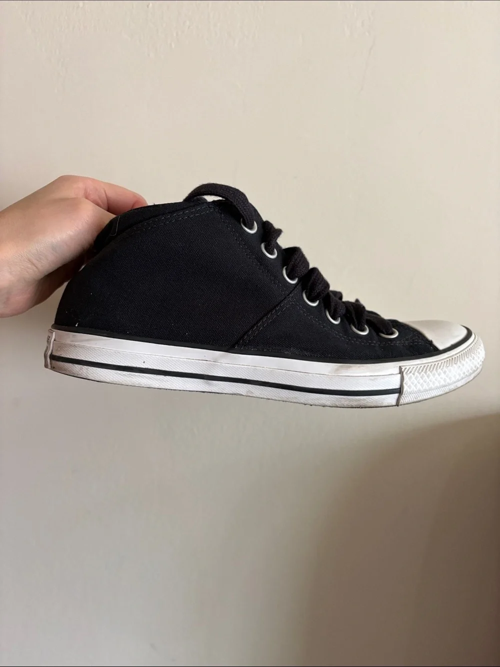 Converse All Star Black Mid-Rise Sneakers with White Soles - Picture 3 of 7